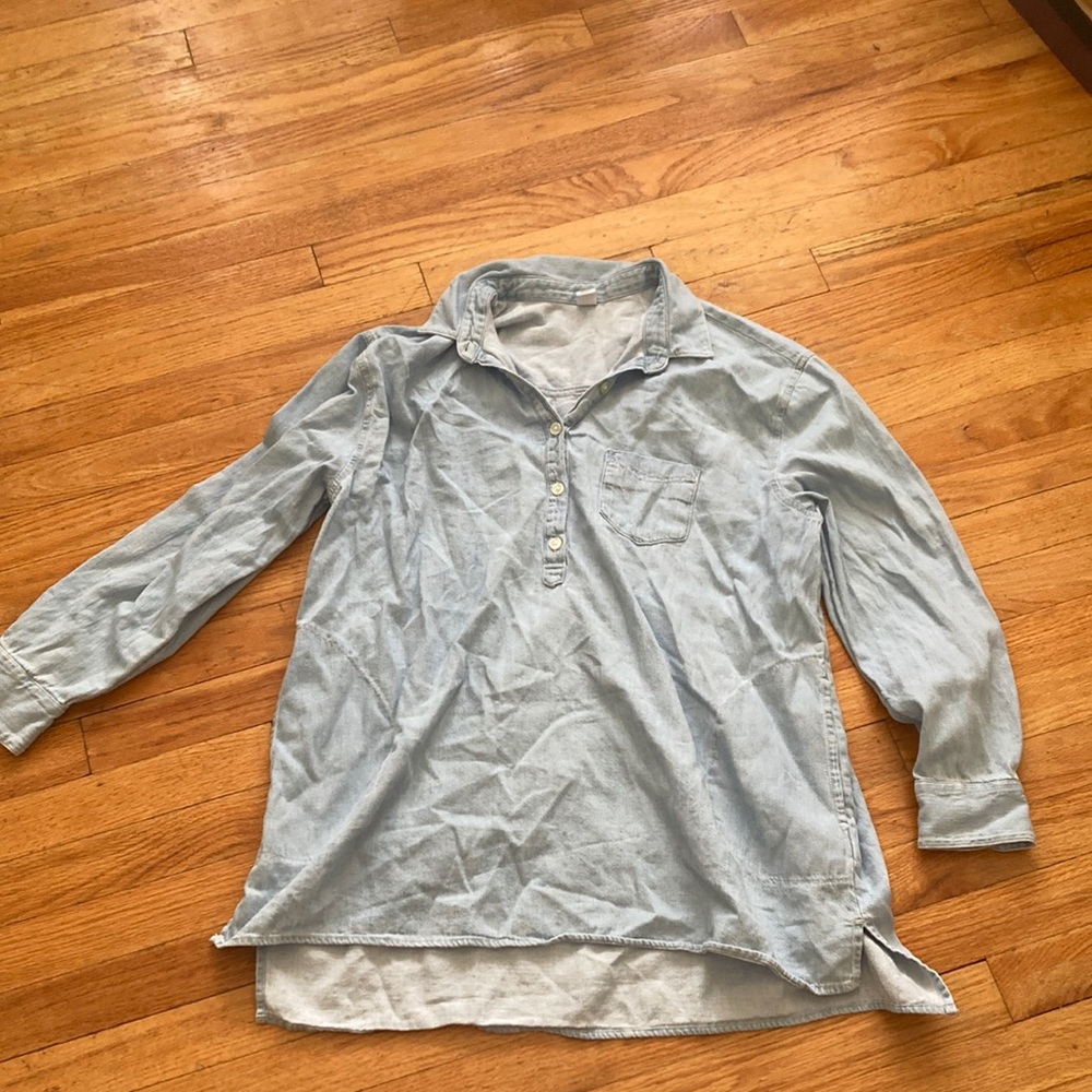 Old Navy 100% Cotton Half Button long Sleeve Shirt